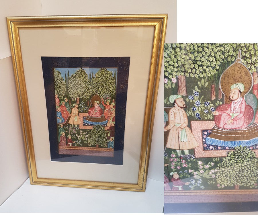 Miniature indienne Moghole sur tissu XXème - 77cm