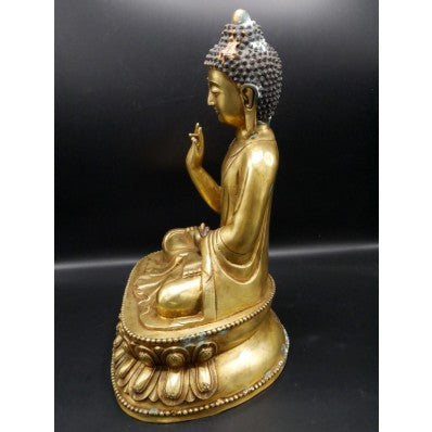 Grande statue bouddha en Shuni Mudra sino -tibétaine XXème ---