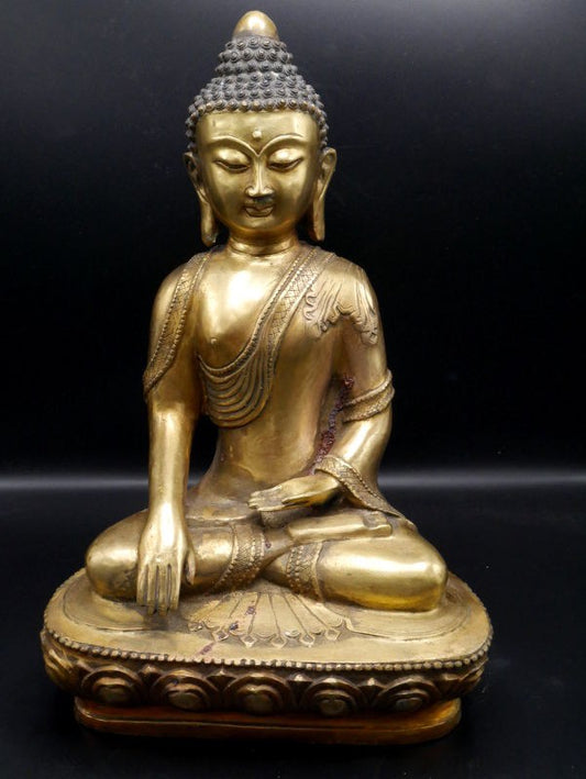 Grande Statue bouddha  en bhūmisparśa-mudrā sino-tibétain XXème