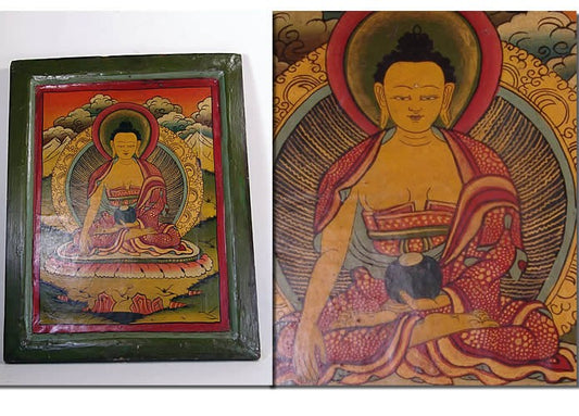 Peinture tangka sakyamuni tibétain XXème